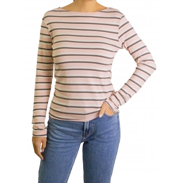 maglia a righe con scollo a barca 